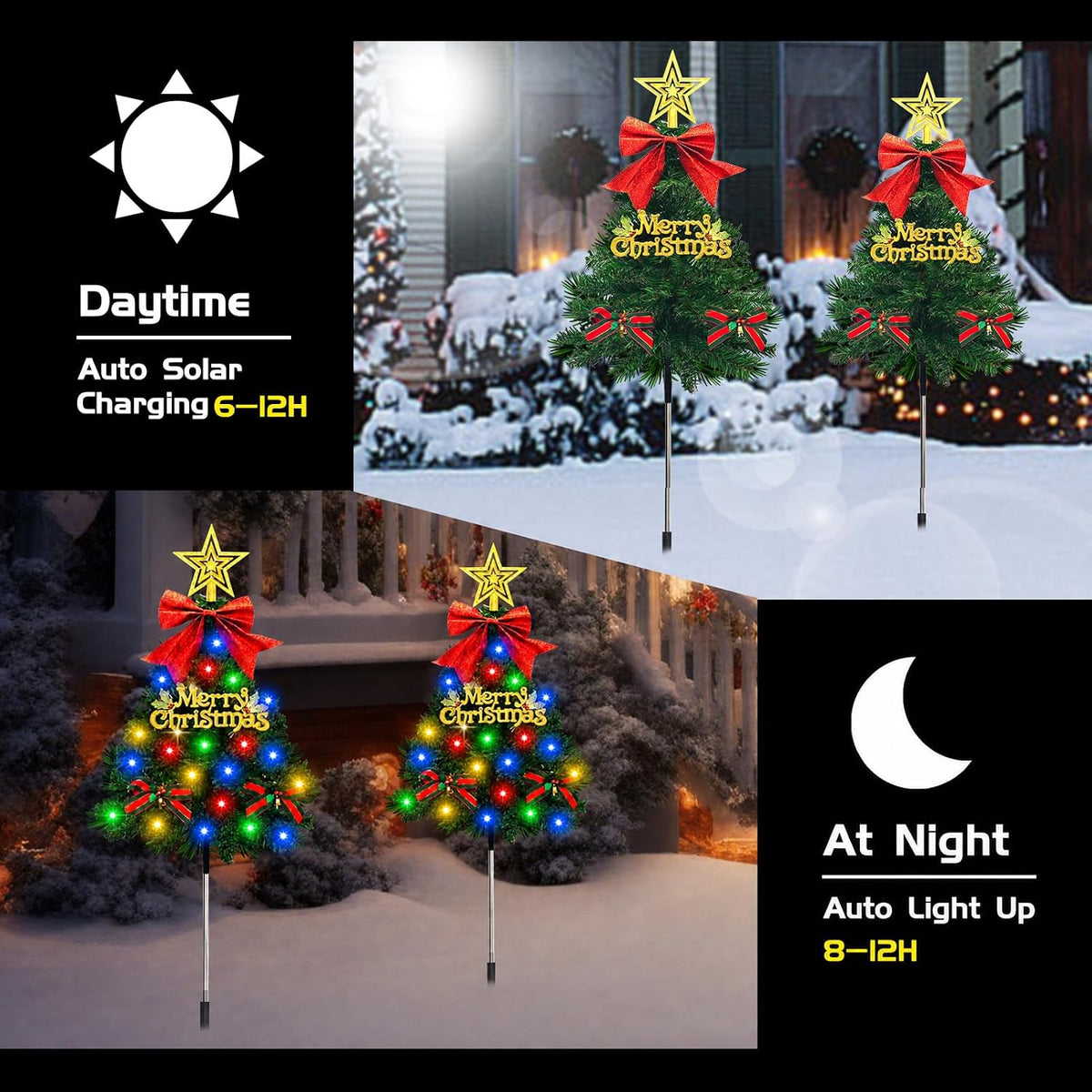 TAILERRI Luces solares de camino para árbol de Navidad, decoración...