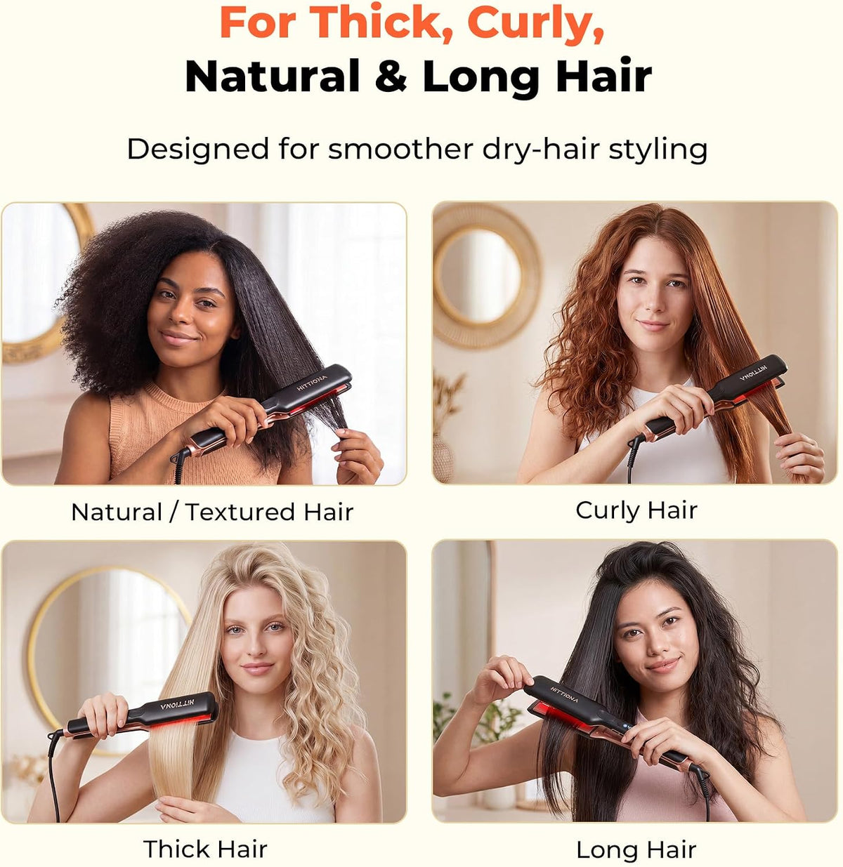 Plancha de pelo de cerámica de 1.75" de ancho para mujeres, pla...