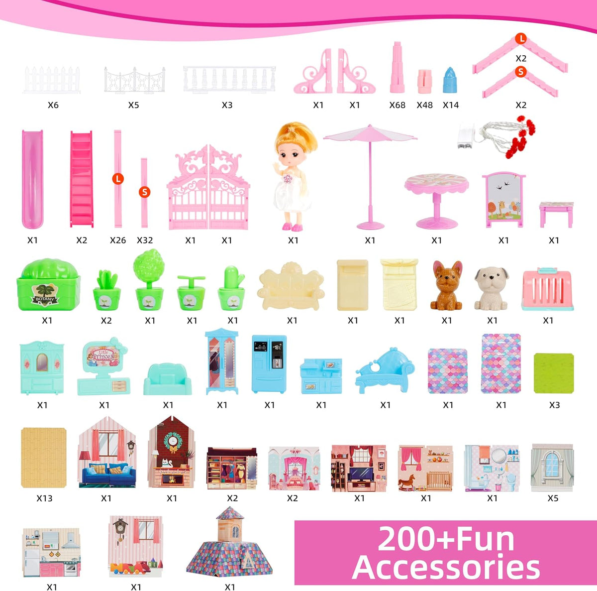 OCTERIC Casa de muñecas para niñas, casa de muñecas de 13 habitacio...