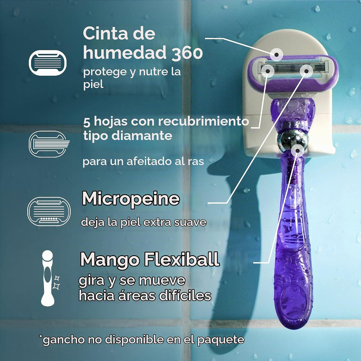 Gillette Venus Deluxe Smooth Swirl Mango de maquinilla de afeitar p...