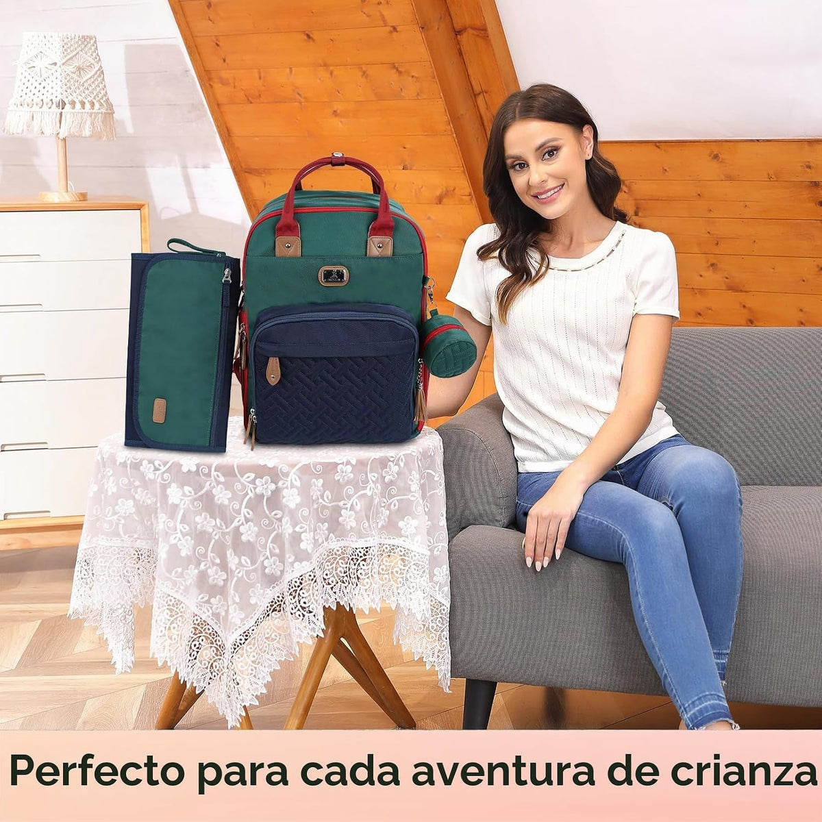 Dikaslon Mochila para pañales con cambiador portátil, artículos ese...