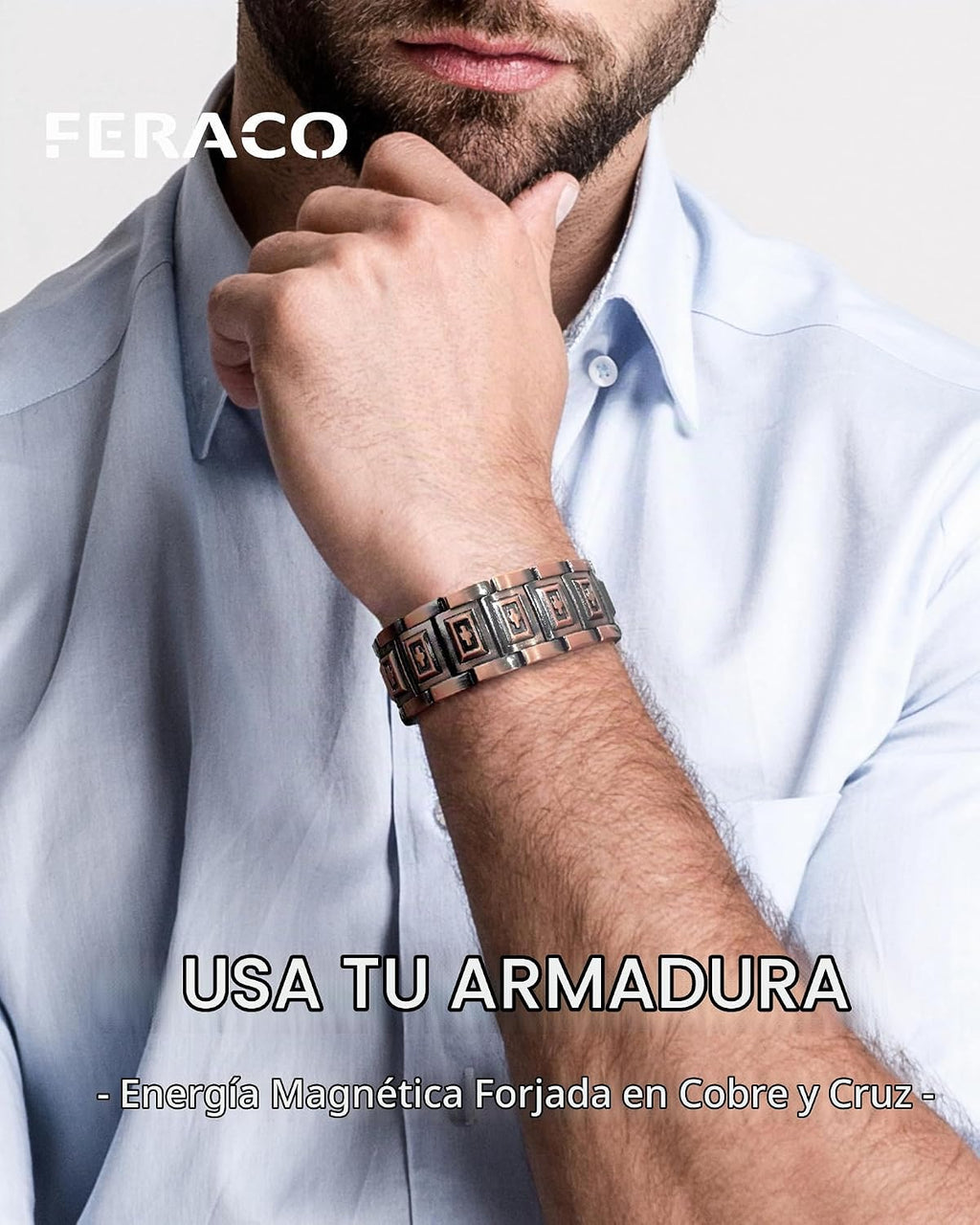 Pulsera de cobre para hombre Feraco, 3 veces más fuerte, pulseras m...