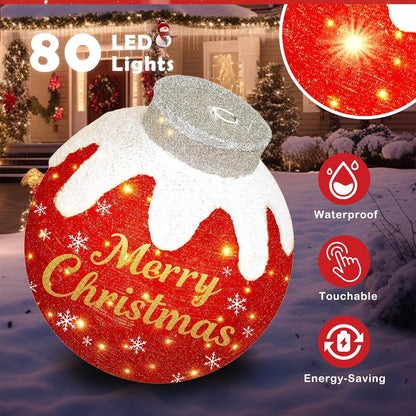 3 adornos navideños para exteriores, bola iluminada emergente con a...