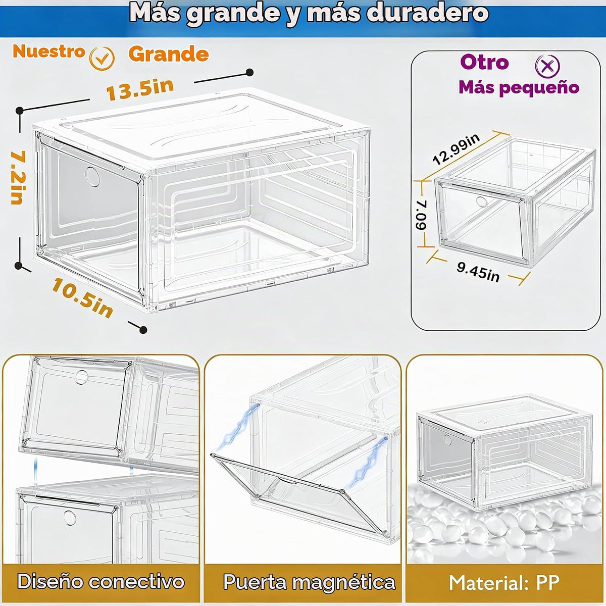 Organizador de zapatos transparente resistente con puerta magnética...