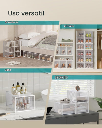 SONGMICS Cajas de zapatos, caja de plástico transparente, paquete d...