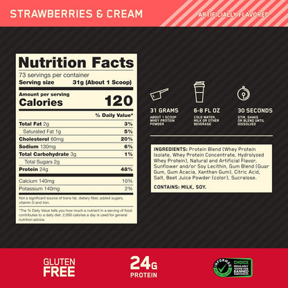 Optimum Nutrition Gold Standard 100% proteína de suero en polvo, fr...