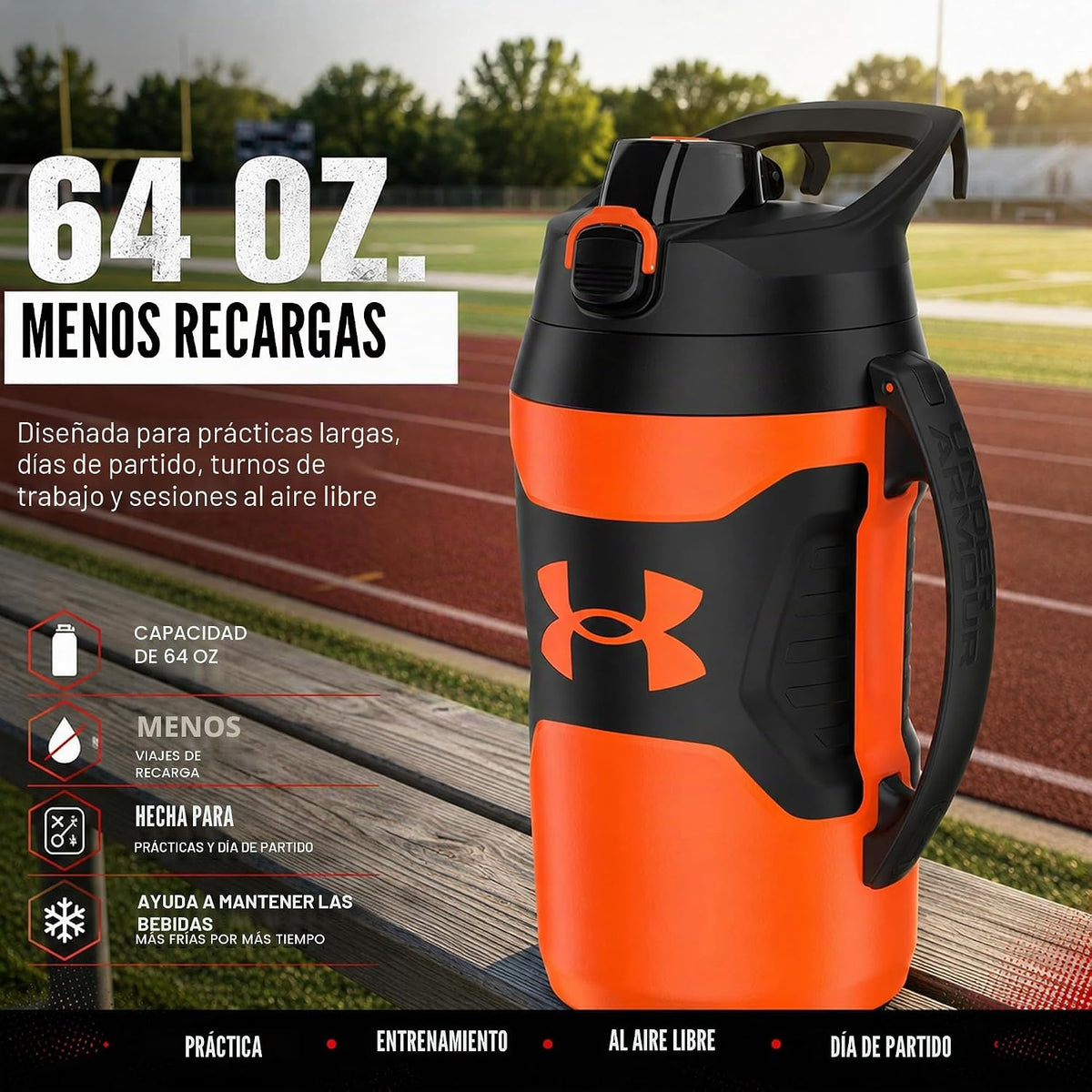 Under Armour Botella de agua aislada con asa y gancho para cerca, j...