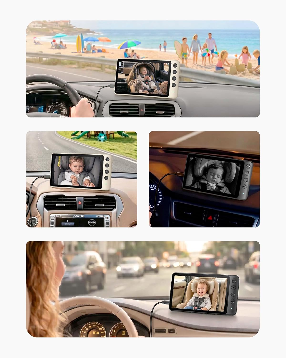 WEMOH Cámara magnética del coche del bebé para 2 niños with1080P IP...