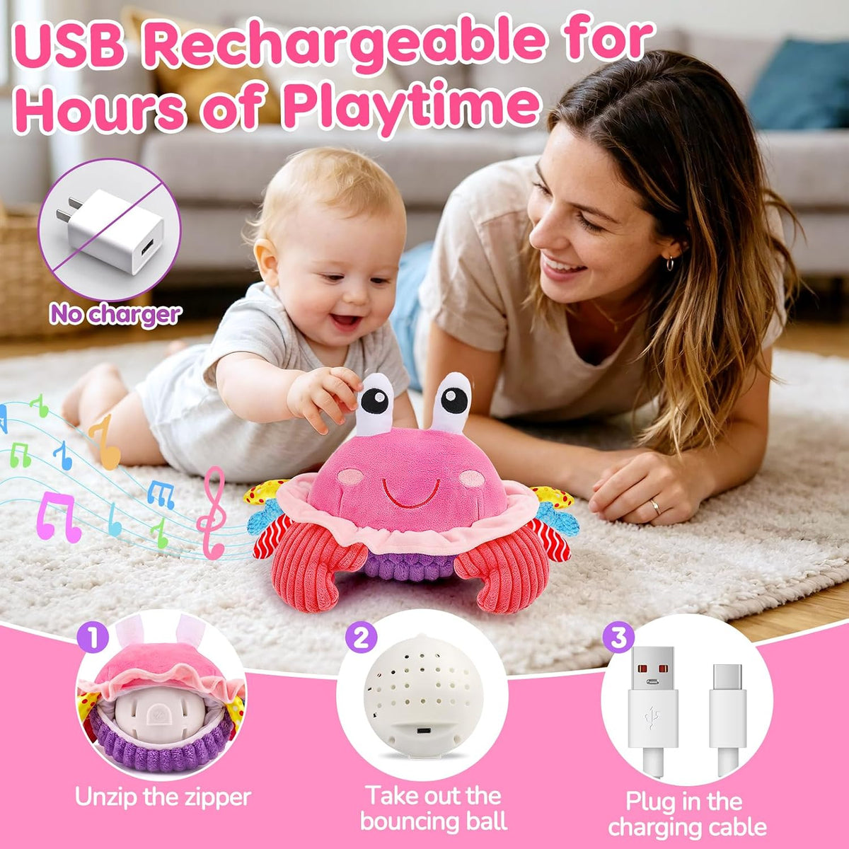 Tsomtto Musical Crawling Crab & Ocean Proyector giratorio Juguetes...
