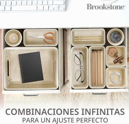 BROOKSTONE, Juego organizador multiusos de 10 piezas, cestas anidab...