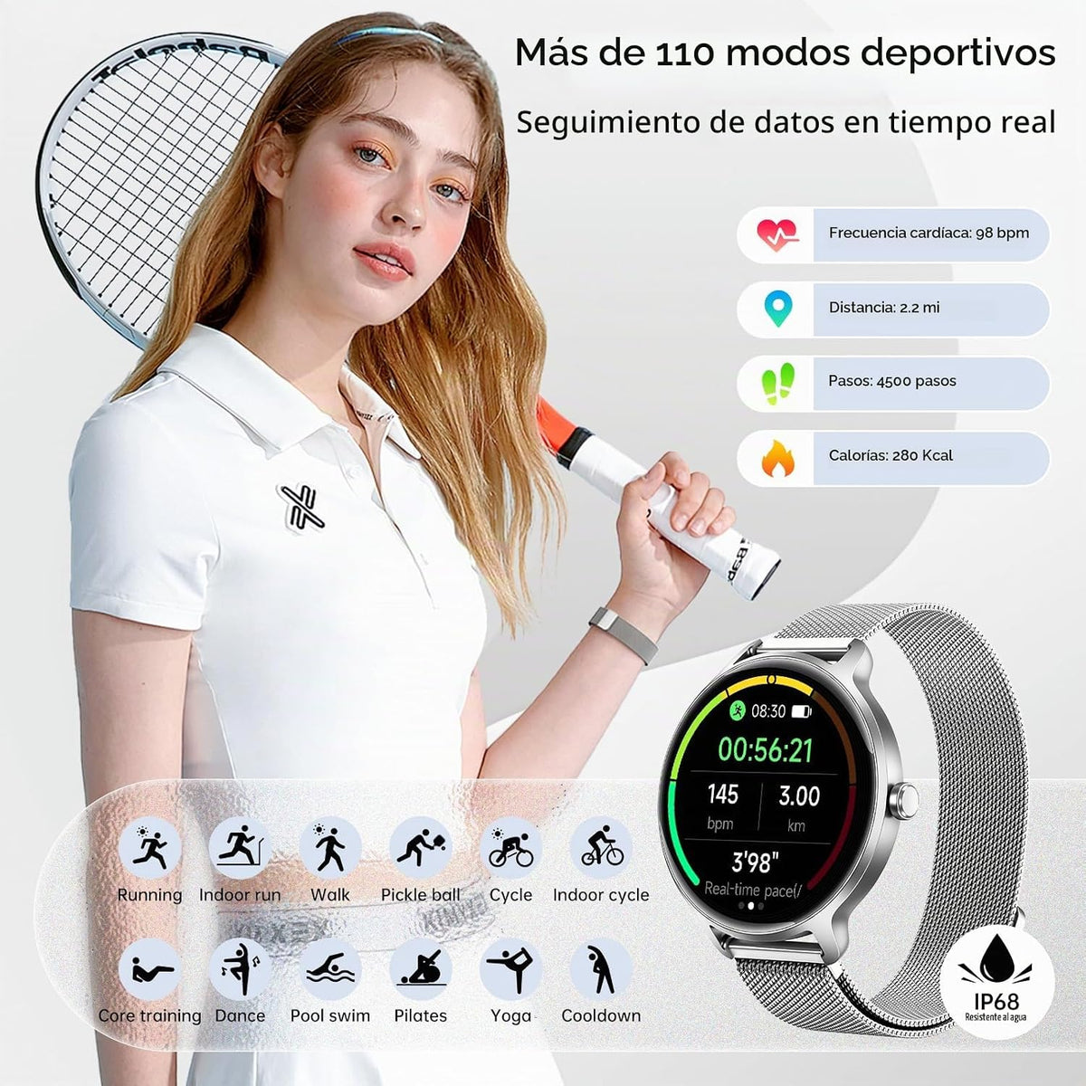 Reloj inteligente para mujer, reloj inteligente AMOLED HD de 1.27 p...