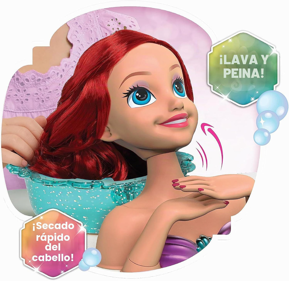 Disney Princess Shimmer Spa Ariel - Cabezal de peinado de 8 pulgada...