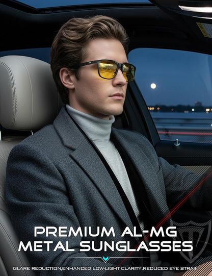 ATTCL Gafas de sol polarizadas para hombre Al-Mg Metal ultraligeras...