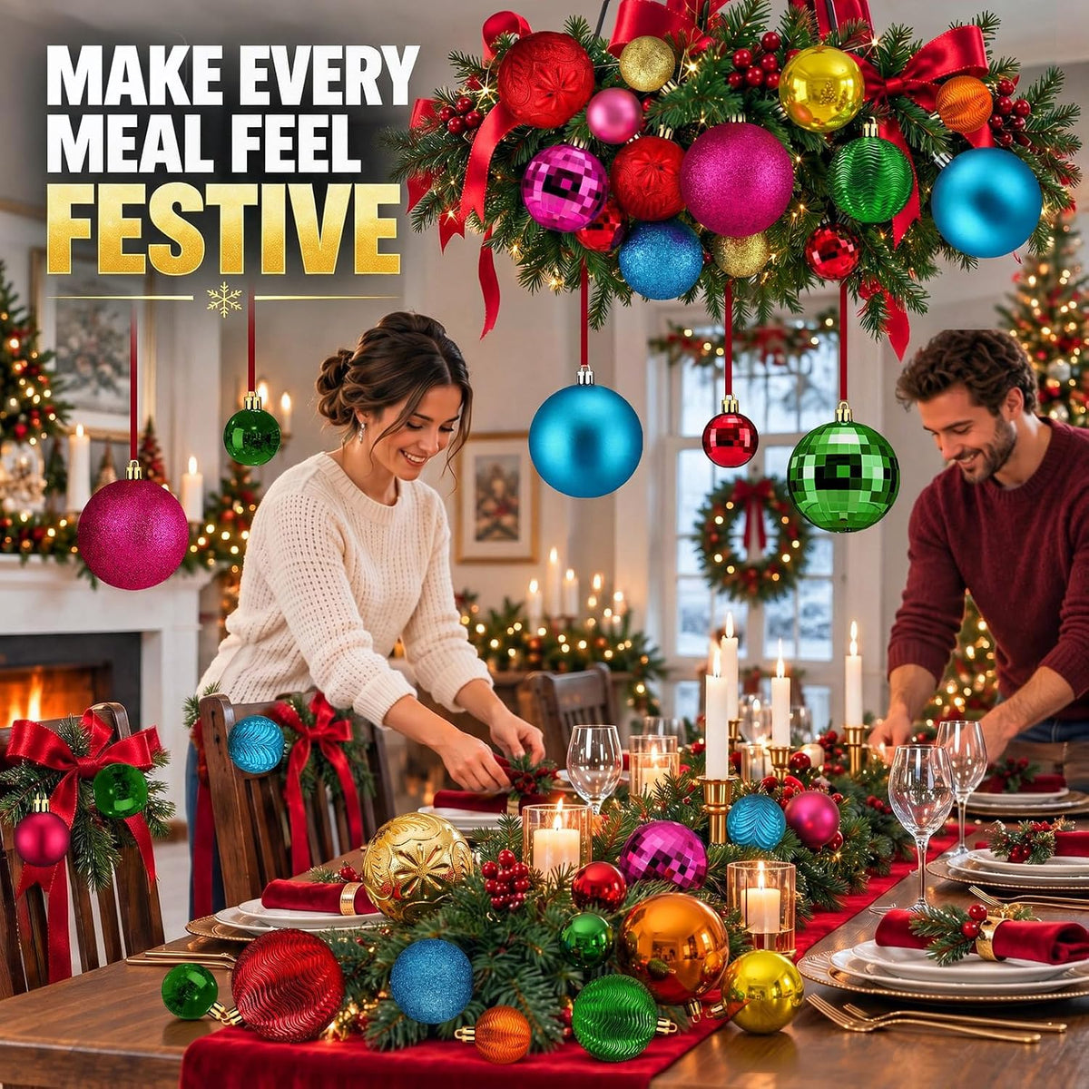 Relaxgiant 36 bolas de Navidad para techo, multicolor | Tamaños sur...