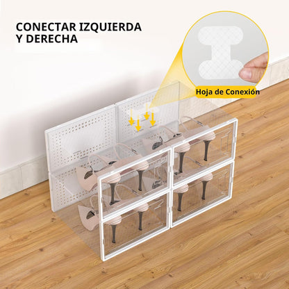 Paquete de 12 cajas de almacenamiento de zapatos apilables de plást...
