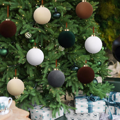 6 adornos grandes de terciopelo de Navidad de 4 pulgadas | Bolas co...