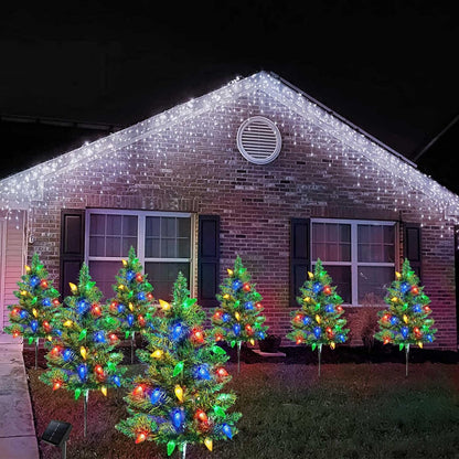 Homeleo Juego de 4 árboles de Navidad solares con 80 luces LED mult...