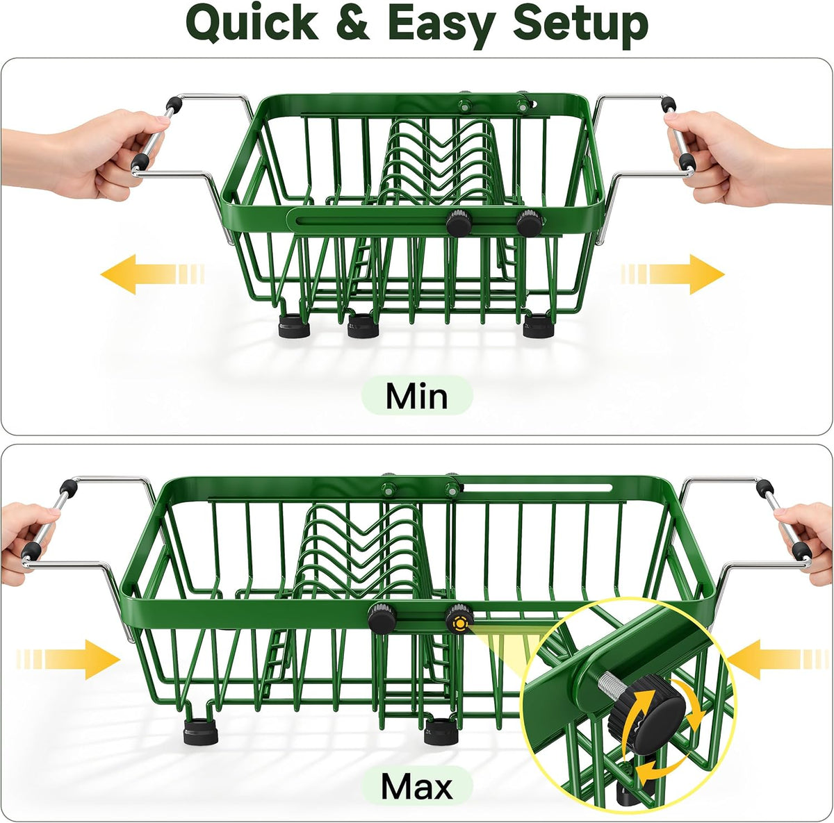 JASIWAY Mini escurridor de platos verde sobre el fregadero para apa...