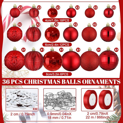 Relaxgiant - 36 bolas de Navidad para techo, color rojo | Tamaños s...