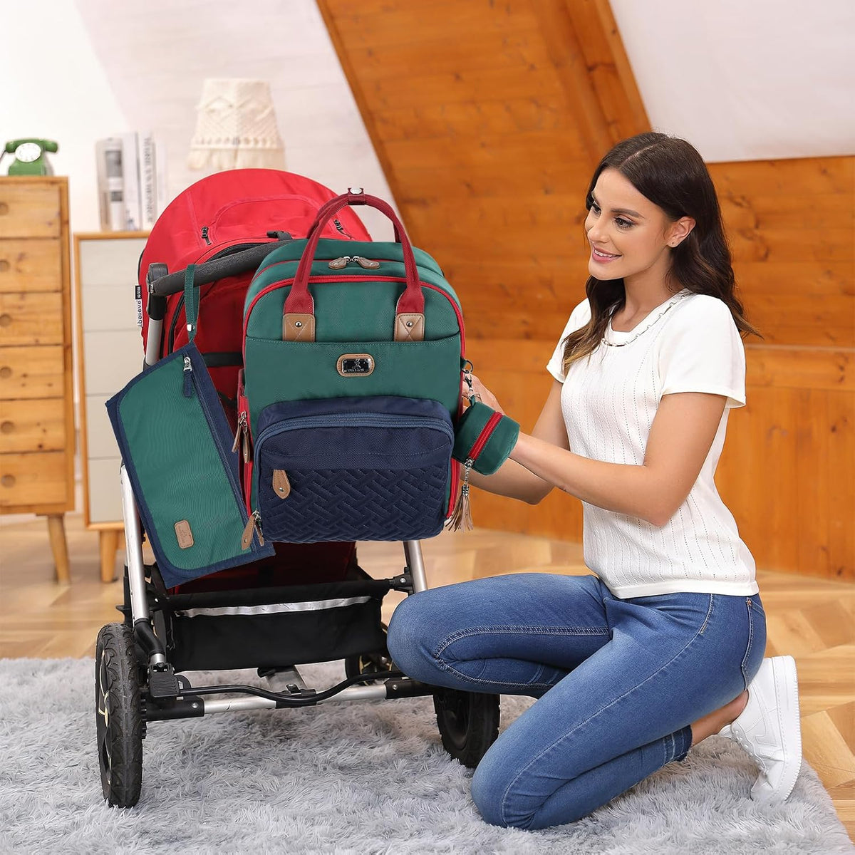 Dikaslon Mochila para pañales con cambiador portátil, artículos ese...