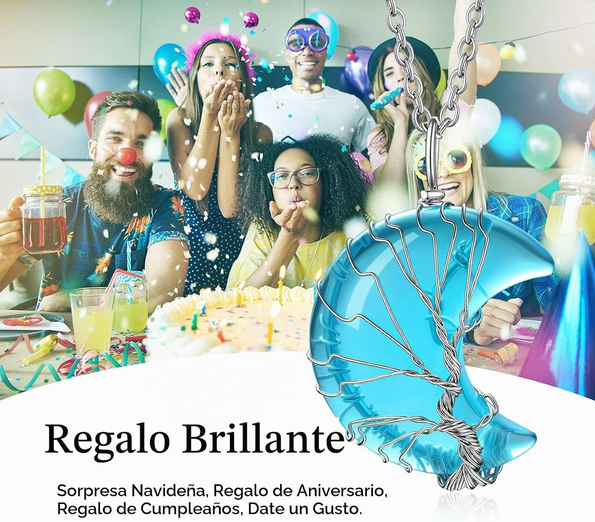 Bestyle Collar de cristal curativo envuelto en árbol de la vida, co...