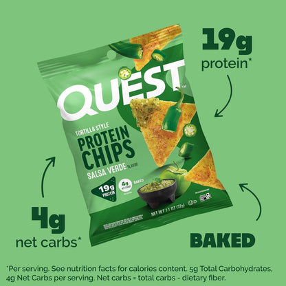 Quest Nutrition Salsa Verde Tortilla Style Chips de proteína, 1.1 o...