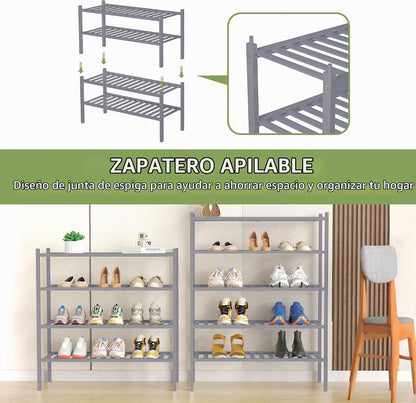 ROMGUAR CRAFT Zapatero de Bambú de 4 Niveles para Closet Independie...