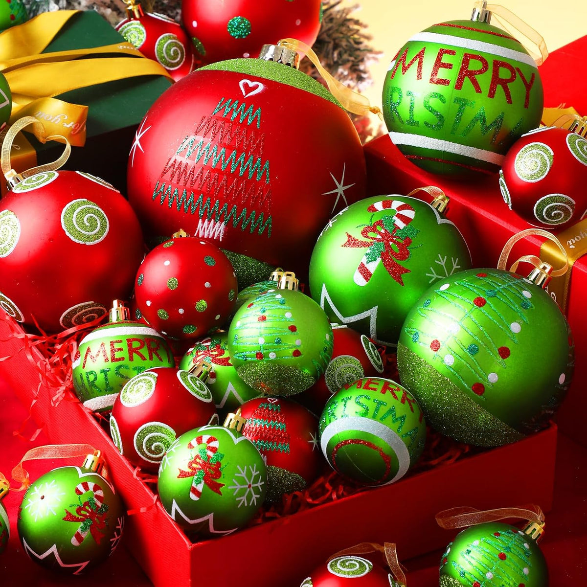 Lanpn 6 adornos grandes de Navidad para exteriores de 4 pulgadas, d...