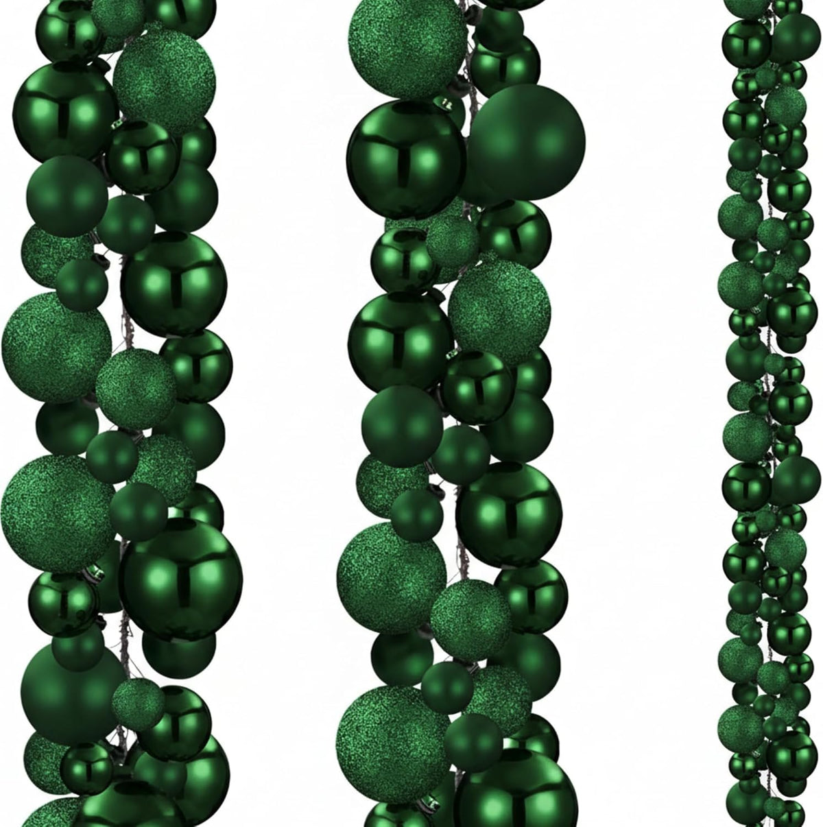 Yuxung - 2 guirnaldas de bolas de Navidad de 6 pies, color verde os...