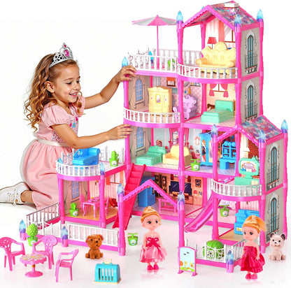 Pupu Pig - Juego de casa de muñecas para niñas, 275 piezas, regalo...
