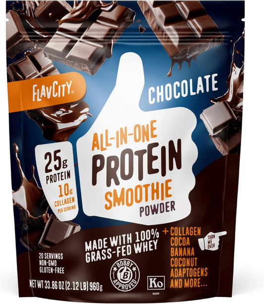 FlavCity - Batido de proteína todo en uno en polvo, chocolate, 20 p...