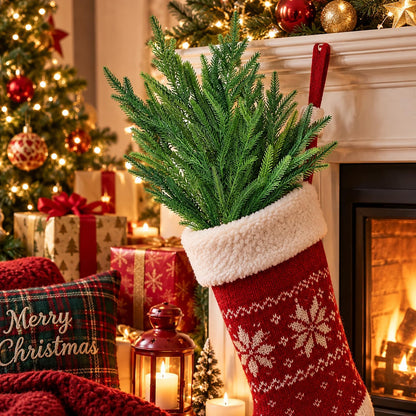 Jutom - 12 tallos artificiales de pino Norfolk de Navidad, 30 in |...
