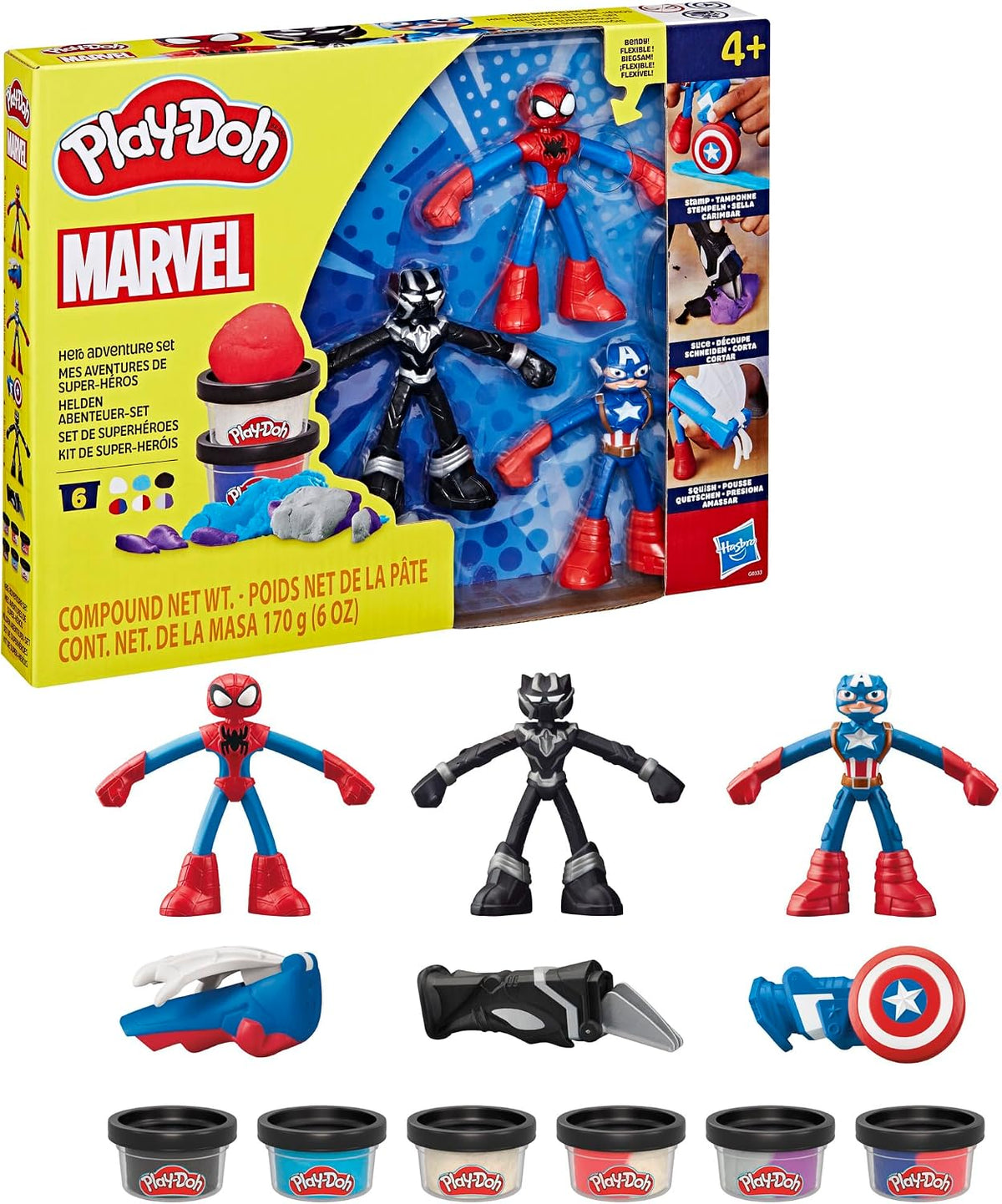 Play-Doh Marvel Hero Adventure Playset, 3 figuras de acción de Marv...