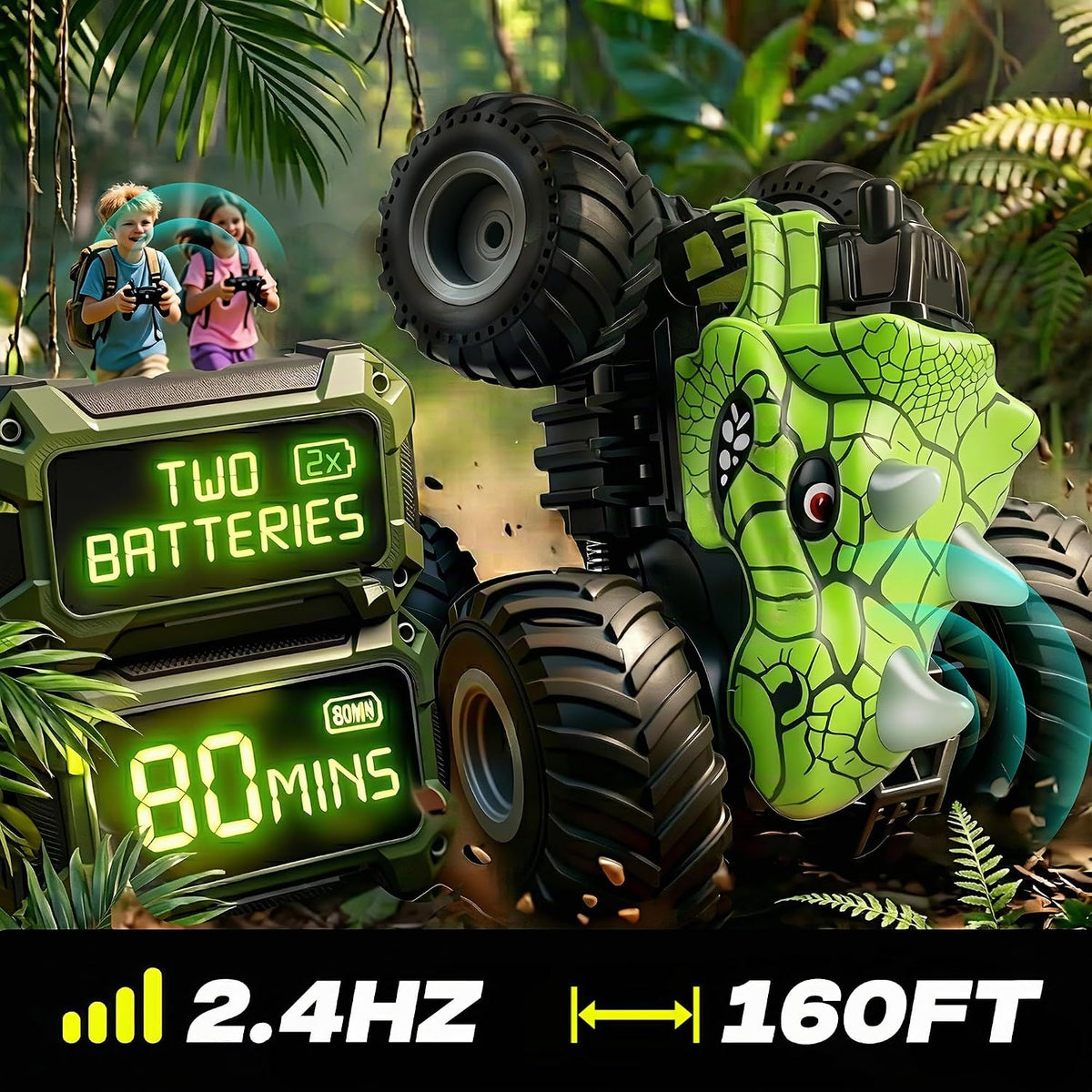 BEZGAR Monster Truck Toys, coches RC con spray de niebla y luz, dos...