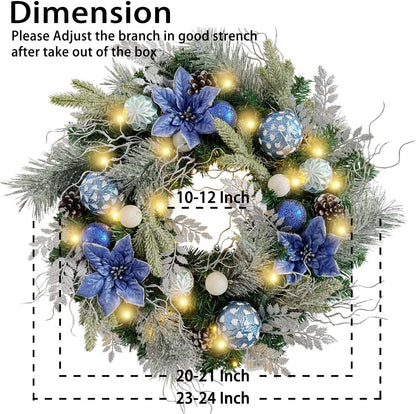 WANNA-CUL Corona de Navidad Preiliminada de 24 Pulgadas para Puerta...