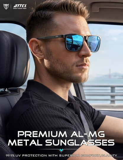ATTCL Gafas de sol polarizadas para hombre Al-Mg Metal ultraligeras...