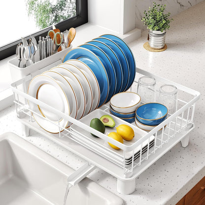 SNTD Escurridor de platos para encimera de cocina pequeña, 11 pulga...