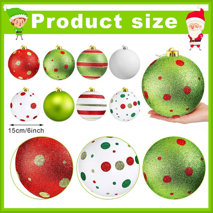 Deekin - Paquete de 8 bolas de adornos de Navidad extra grandes, co...