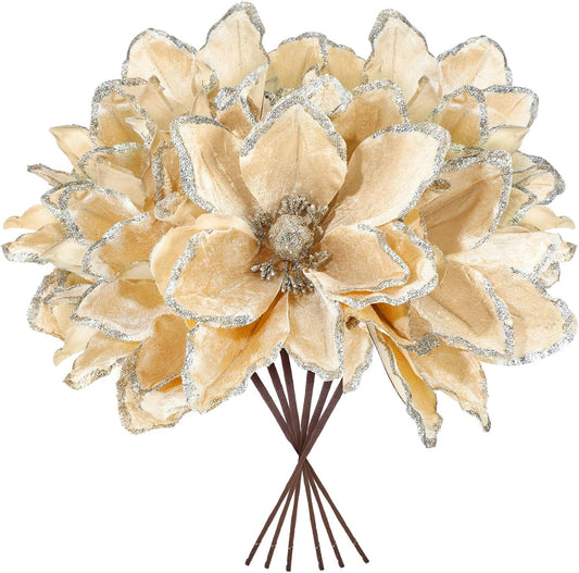 Thiccywoov - Paquete de 8 flores de magnolia de terciopelo de Navid...