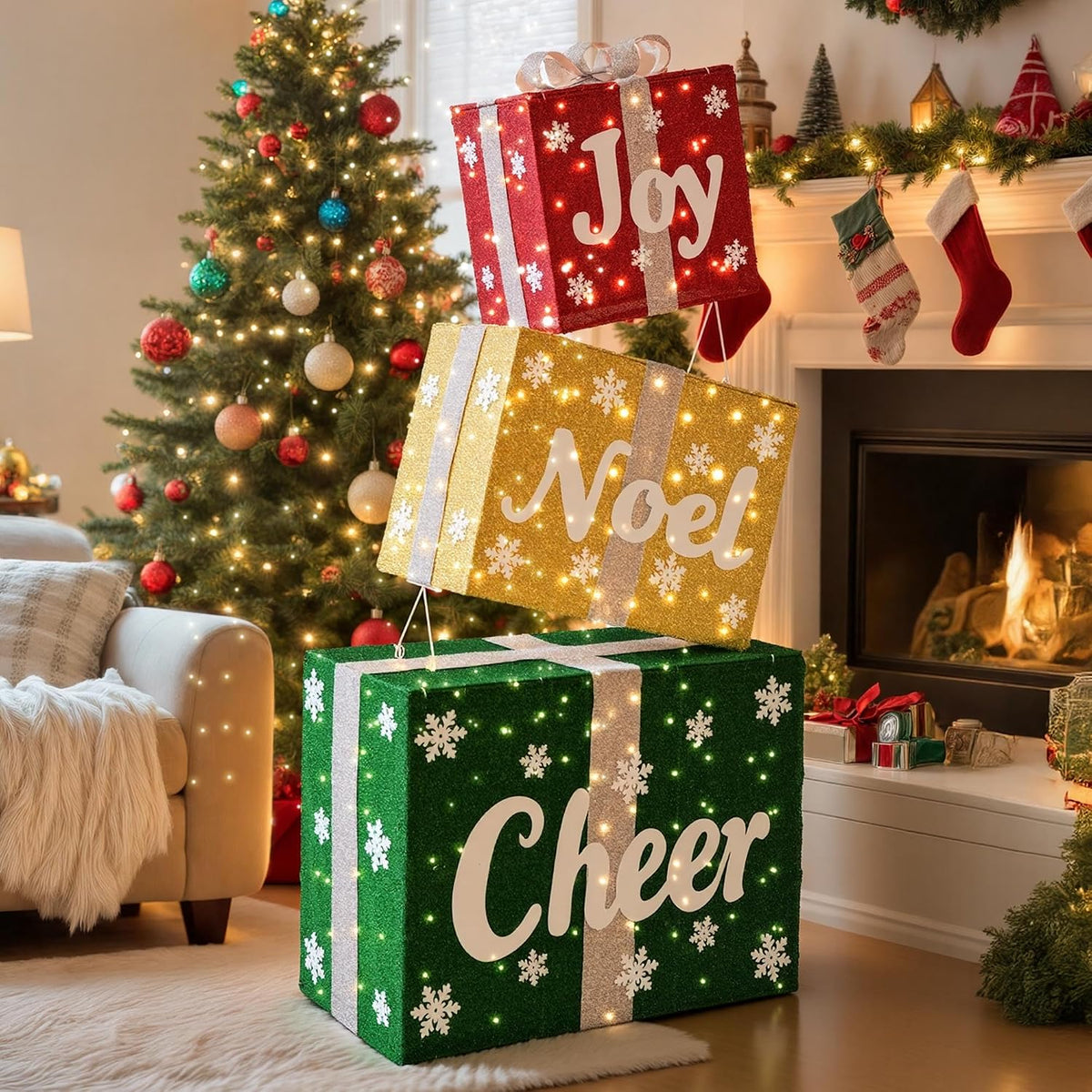 Caja de regalo gigante para decoración navideña al aire libre con |...