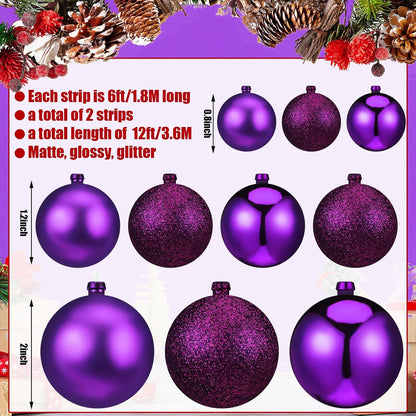 Yuxung - 2 guirnaldas de bolas de Navidad de 6 pies, color morado |...
