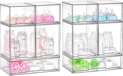 Vtopmart Juego de 10 cajones de almacenamiento apilables transparen...