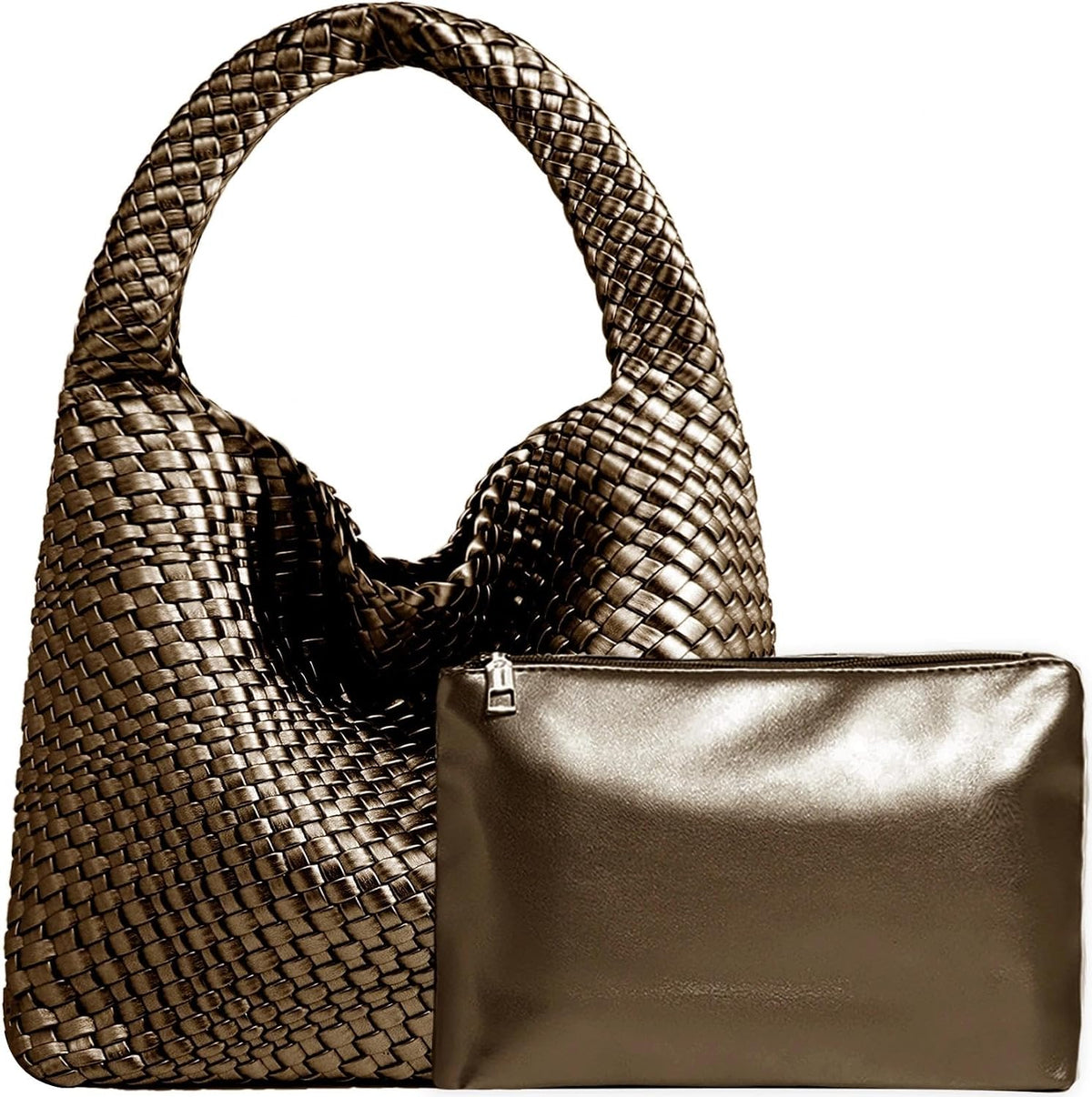 Bolso de mano de mujer con asa superior de cuero vegano tejido a ma...