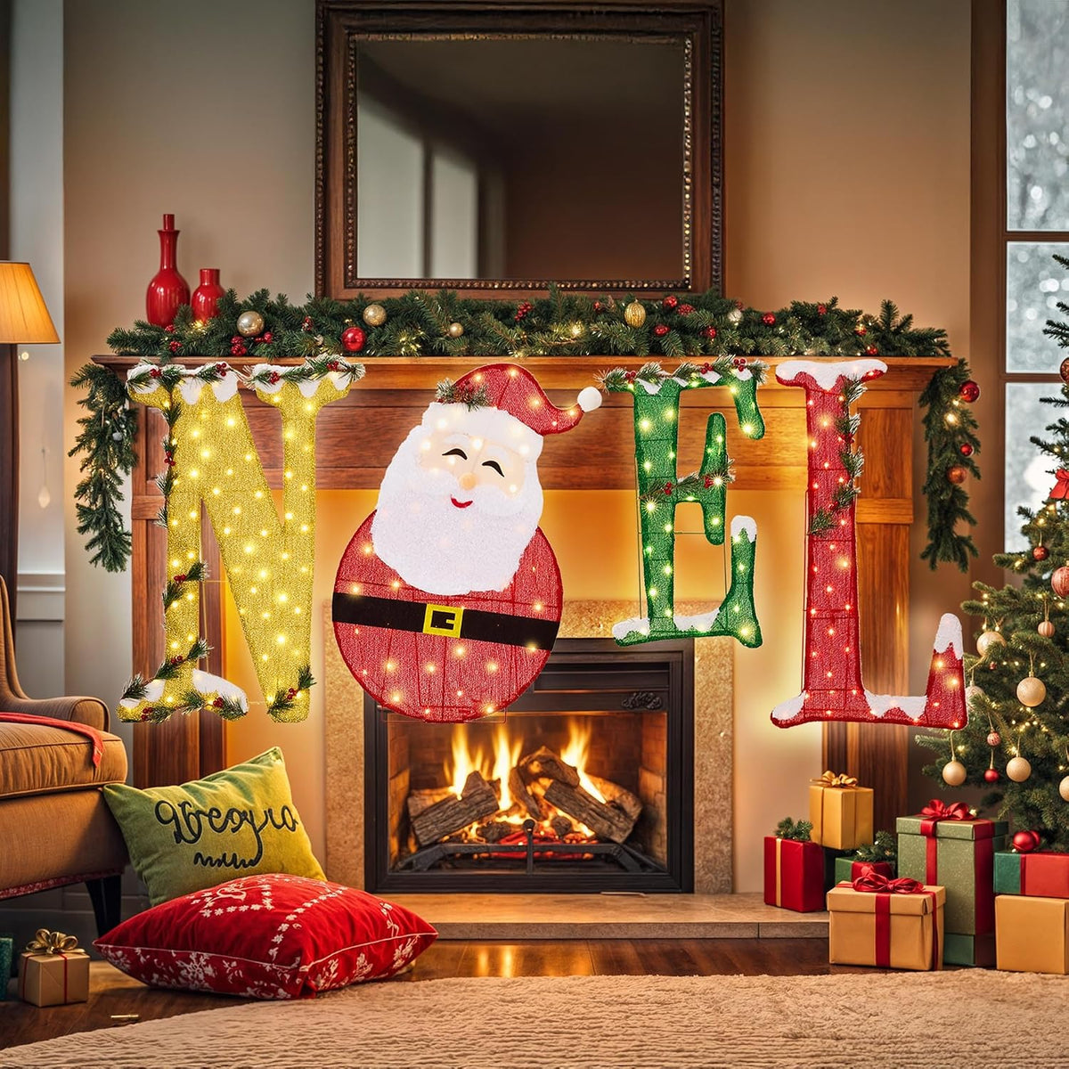 Decoración de letrero de Noel iluminado de Navidad con temporizador...