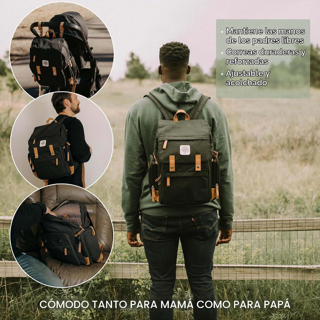 Parker Baby Co. - Mochila para pañales con cambiador, color negro |...