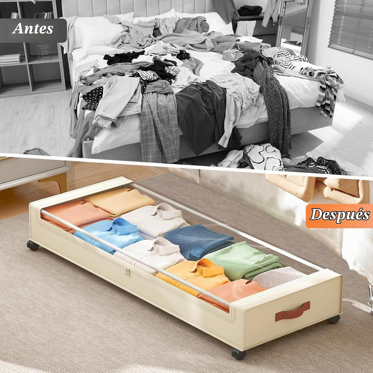 Yecaye Almacenamiento debajo de la cama con ruedas, paquete de 2, c...
