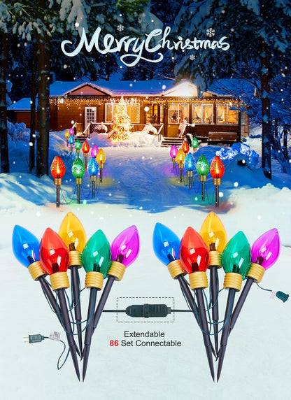 Brightown Paquete de 4 Luces Gigantes C9 de Navidad para Senderos D...