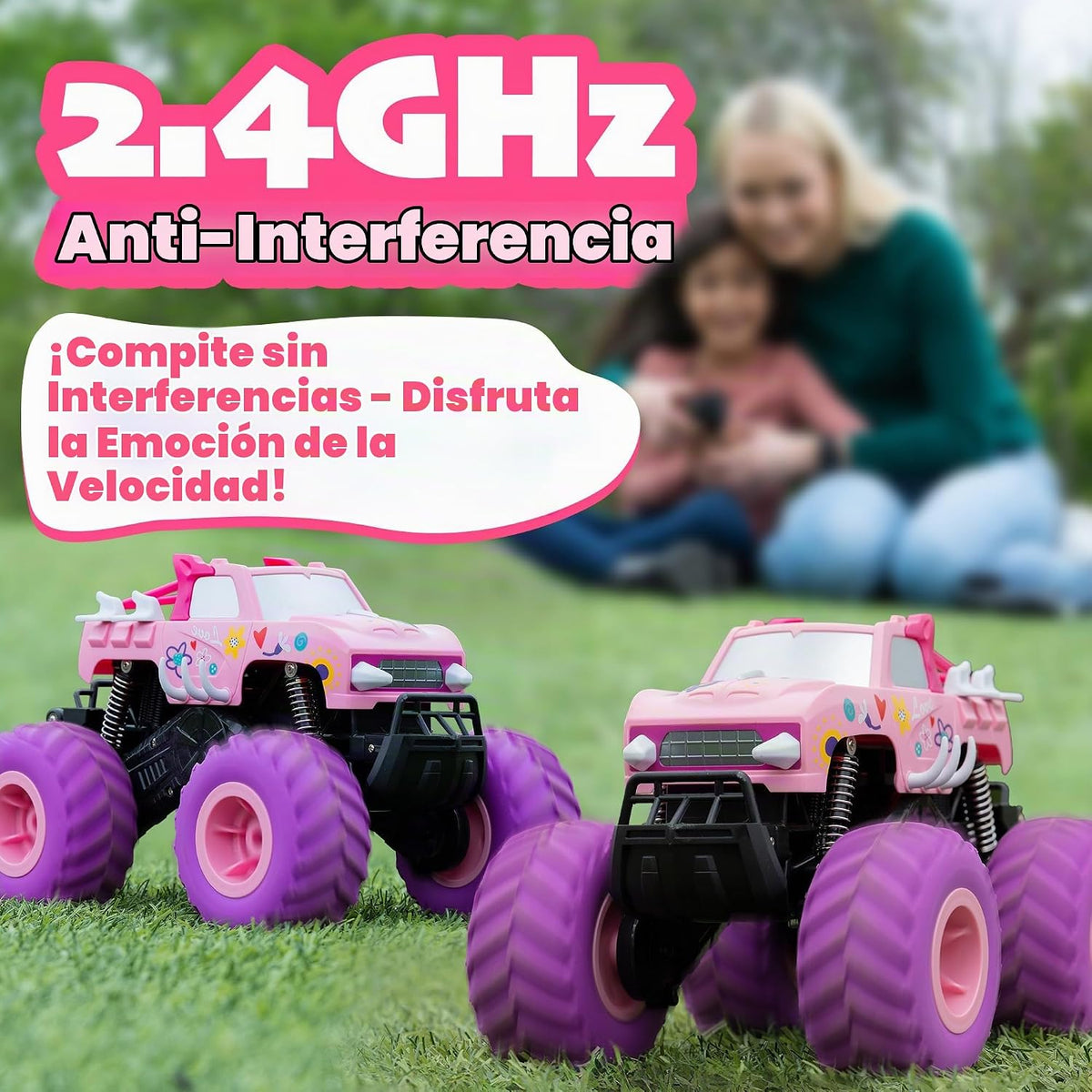 Threeking 1:16 Camión Monstruo Anfibio Coche de Control Remoto Rosa...