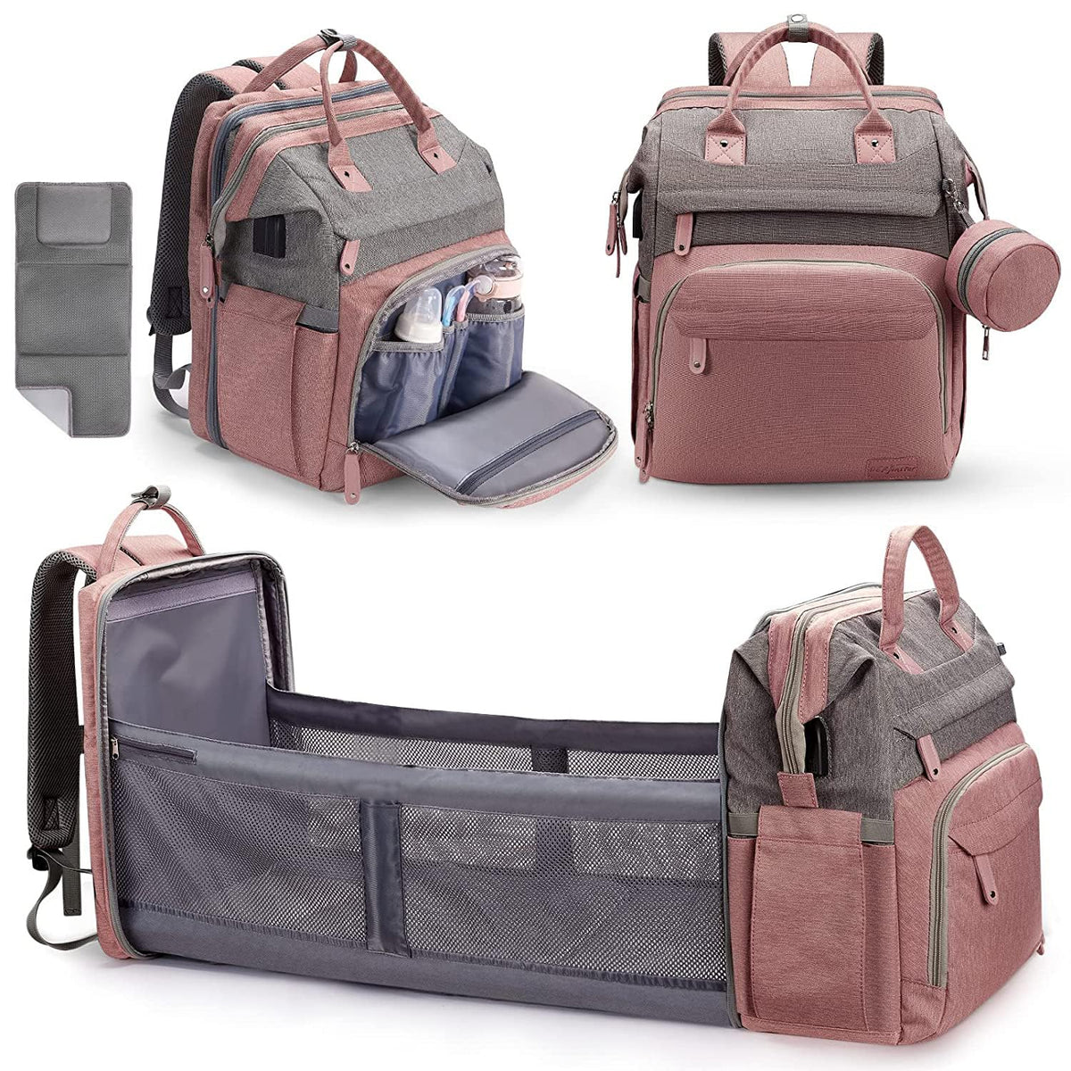 DERJUNSTAR Mochila para pañales \u2013 Bolsa de pañales de gran cap...