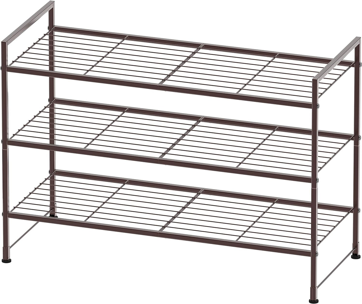 Simple Houseware Zapatero apilable de malla de 3 niveles, bronce |...